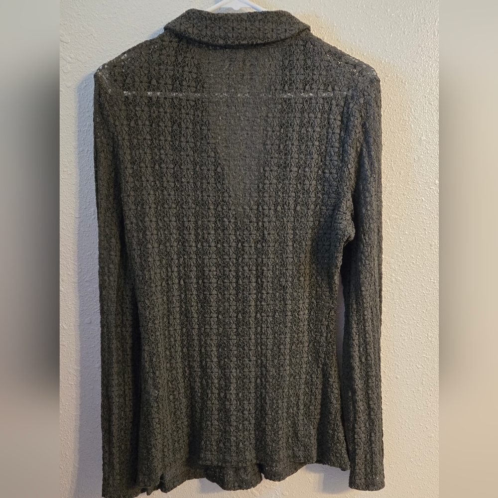 Natural Life, Deep Olive Green Lace Button-Up Cardigan, Sz.XL - Picture 4 of 6
